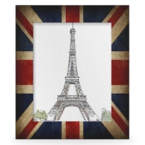 England British Flag 4x6 Picture Frame Picture Frame for Wall and Tabletop Display, Horizontal and Vertical for Wall Mounting Union Jack Wooden Photo Frame