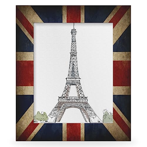 England British Flag 4x6 Picture Frame Picture Frame for Wall and Tabletop Display, Horizontal and Vertical for Wall Mounting Union Jack Wooden Photo Frame