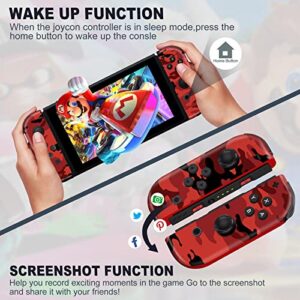 SANGDER Wireless Controller Replacement for Nintendo Switch，Wireless Switch Controller Support Wake-up Function with Grip（Camo Red）