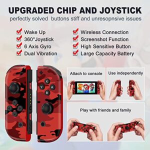 SANGDER Wireless Controller Replacement for Nintendo Switch，Wireless Switch Controller Support Wake-up Function with Grip（Camo Red）