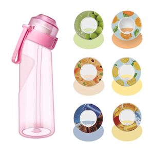 dacnod water bottle with flavor pods,fruit fragrance water bottle,scent water cup,sports water cup suitable for outdoor sports(b.pink(21.9 oz/650ml)+6pods)