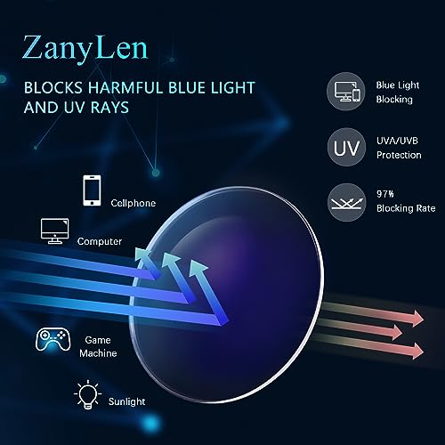 ZanyLen Vintage Blue Light Glasses for Women, Computer Reading/Gaming/Phones Eyeglasses, Anti-Glare/UV400/Eye Strain, Glitter Cat-Eye Champagne Frame