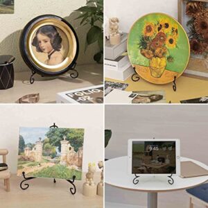 Qiannhee Plate Stands for Display (5 Pcs,8 inch) and Silver Floating frame (1 Pcs, 8x10), Picture Frame Hold 8x10in 6x8in 5x7in Photo for Tabletop, Glass Finish, Metal Stand Frame