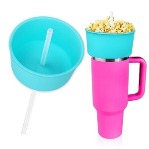 xangnier 40 oz tumbler accessories snack bowls with long silione straw compatible with stanley/simple modern and other brand 40 oz tumbler with handle cups(diameter 3.4-3.6in),bowl tumbler attachment