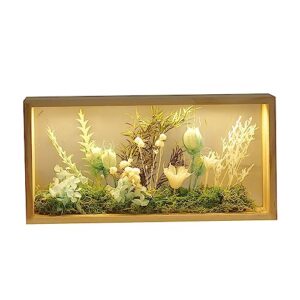 Luminous Picture Frames Diy Dry Flower Picture Frame Forest World Photo Frame Wood Frame Preserved Flowers Farmhouse Picture Frames Poster Frame Double Sided Display Box Room Decor Birthday Gifts (B)