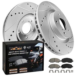 weize front carbon fiber ceremic brake pad & drilled slotted rotors kit, compatible with jeep compass/patriot dodge caliber avenger