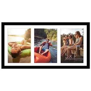 Americanflat 10x10 Collage Picture Frame in Black - Displays Four 4x6 Frame Openings - Engineered Wood & 8x16 Collage Picture Frame in Black - Displays Three 5x7 Frame Openings - Engineered