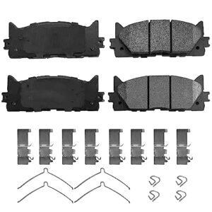 WEIZE Front Carbon Fiber Ceramic Brake Pads & Drilled/Slotted Brake Rotors Kit, Fit for Toyota Camry Avalon Lexus ES350 ES300H