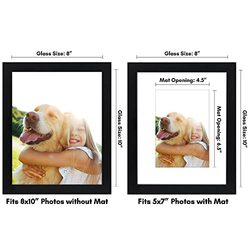 Americanflat 11x14 Picture Frame in Black - Use as 5x7 Frame with Mat or 11x14 Frame Without Mat & 8x10 Picture Frame in Black - Displays 5x7 with Mat and 8x10 Without Mat - Engineered