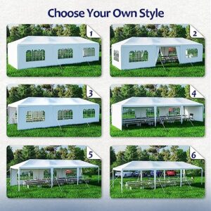 KELRIA 10'x30' Outdoor Canopy Tent, Outdoor Party Tent Wedding Birthday Tents with 8 Removable Sidewalls, Gazebo w/Transparent Windows Outside Gazebo Event Tent for Garden Patio and Backyard, White