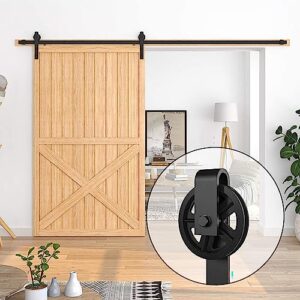 roomtec sliding barn door hardware roller set black (j shape hanger)