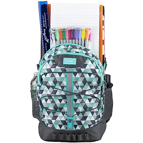 FUEL 18” Unisex Backpack Terra Sport Spacious Dual Compartment w/Laptop Sleeve and Bungee for Travel, College, Work - Blue Diamond Crystal