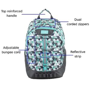 FUEL 18” Unisex Backpack Terra Sport Spacious Dual Compartment w/Laptop Sleeve and Bungee for Travel, College, Work - Blue Diamond Crystal