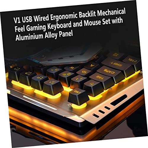 UKCOCO Backlit Keyboard Gaming Backlit Keyboard Wired Mechanical Keyboard Mechanical Mouse Mechanical Keyboards Cool LED Keyboard Gamer Mouse Set Gaming Keyboard Mechanical Feel Computer