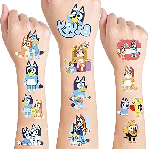 9 Sheets Temporary Tattoos Stickers for Kids, Blue Party Supplies Party Favors Cartoon Fake Tattoos Stickers Party Decorations for Kids Party Gifts Birthday Decorations Party Game Rewards