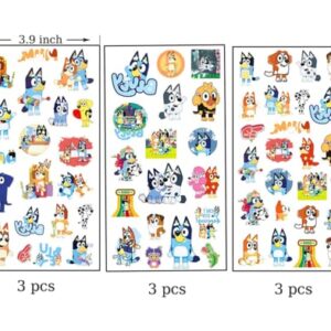 9 Sheets Temporary Tattoos Stickers for Kids, Blue Party Supplies Party Favors Cartoon Fake Tattoos Stickers Party Decorations for Kids Party Gifts Birthday Decorations Party Game Rewards