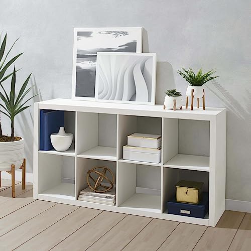 wenyuyu 8-Cube Storage Shelf Organizer Bookshelf System, Display Cube Shelves Compartments Bookcase for Kids, Closet, Bedroom, Bathroom (White)