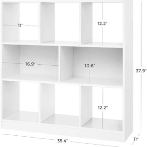 wenyuyu Cube Storage Organizer Freestanding Bookcase Modern Bookshelf, Multipurpose Display Case Shelf Cabinet for Living Room Study Home Office (White)