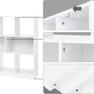 wenyuyu Cube Storage Organizer Freestanding Bookcase Modern Bookshelf, Multipurpose Display Case Shelf Cabinet for Living Room Study Home Office (White)