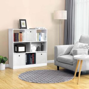 wenyuyu Cube Storage Organizer Freestanding Bookcase Modern Bookshelf, Multipurpose Display Case Shelf Cabinet for Living Room Study Home Office (White)