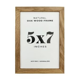 YUMKNOW 5x7 Picture Frame - Modern Boho Frame Opening 5 x 7 Pictures - Solid Wooden Photo Frame for Walls - Natural Oak Wood Poster Print Art Painting - Hanging or Stand at Desk Picture Frame Gallery