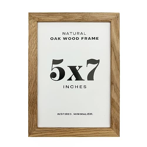 YUMKNOW 5x7 Picture Frame - Modern Boho Frame Opening 5 x 7 Pictures - Solid Wooden Photo Frame for Walls - Natural Oak Wood Poster Print Art Painting - Hanging or Stand at Desk Picture Frame Gallery