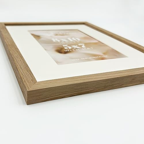 YUMKNOW 5x7 Picture Frame - Modern Boho Frame Opening 5 x 7 Pictures - Solid Wooden Photo Frame for Walls - Natural Oak Wood Poster Print Art Painting - Hanging or Stand at Desk Picture Frame Gallery