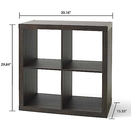 wenyuyu 4-Cube Storage Organizer Freestanding Bookcase Modern Bookshelf, Multipurpose Display Case Shelf for Living Room Study Home Office (Tobacco Oak)