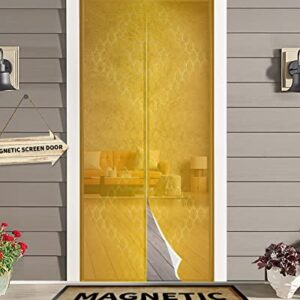 ZOE GARDEN Geometry Magnetic Screen Door for Sliding/Single/French Doors, Self Sealing Magnets Patio Door Screen Heavy Duty Mesh Curtain, Modern Minimalist Abstract Lattice