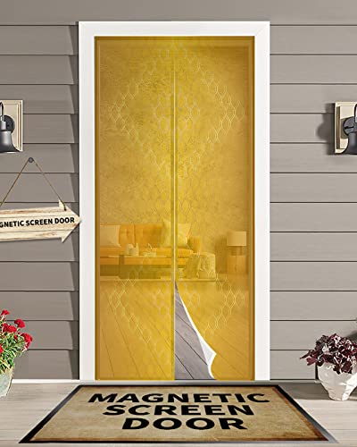 ZOE GARDEN Geometry Magnetic Screen Door for Sliding/Single/French Doors, Self Sealing Magnets Patio Door Screen Heavy Duty Mesh Curtain, Modern Minimalist Abstract Lattice