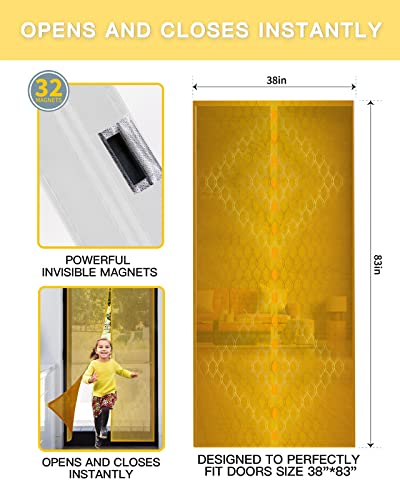 ZOE GARDEN Geometry Magnetic Screen Door for Sliding/Single/French Doors, Self Sealing Magnets Patio Door Screen Heavy Duty Mesh Curtain, Modern Minimalist Abstract Lattice