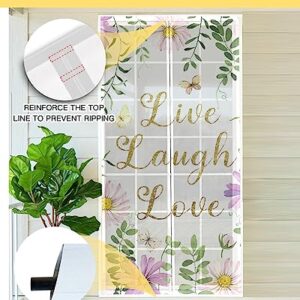 ZOE GARDEN Inspirational Quote Magnetic Screen Door for Sliding/Single/French Doors, Self Sealing Magnets Patio Door Screen Heavy Duty Mesh Curtain, Green Eucalyptus Leaves Elegant Flower