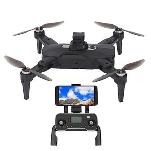 foldable drone rc quadcopter with 8k dual camera, 5g wifi transmission, obstacle avoidance, optical positioning, hover, black