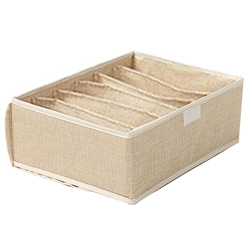 degtnb Underwear Drawer Organizer, Sock Organizer Large Capacity Wear Resistant Cotton Flax 6-Grids Socks Bra Underpants Organizer Box