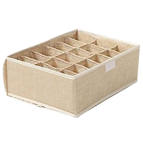 degtnb Underwear Drawer Organizer, Sock Organizer Large Capacity Wear Resistant Cotton Flax 6-Grids Socks Bra Underpants Organizer Box