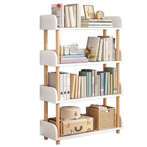 kwoking modern style etagere bookshelf wooden open back bookcase shelf floor-to-ceiling living room multi-layer book storage rack display stand bedroom bookcase white 23.6" l x 9.4" w x 43.3" h