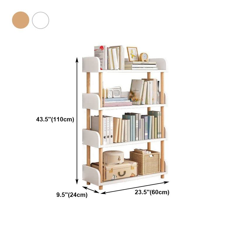 KWOKING Modern Style Etagere Bookshelf Wooden Open Back Bookcase Shelf Floor-to-Ceiling Living Room Multi-Layer Book Storage Rack Display Stand Bedroom Bookcase White 23.6" L x 9.4" W x 43.3" H