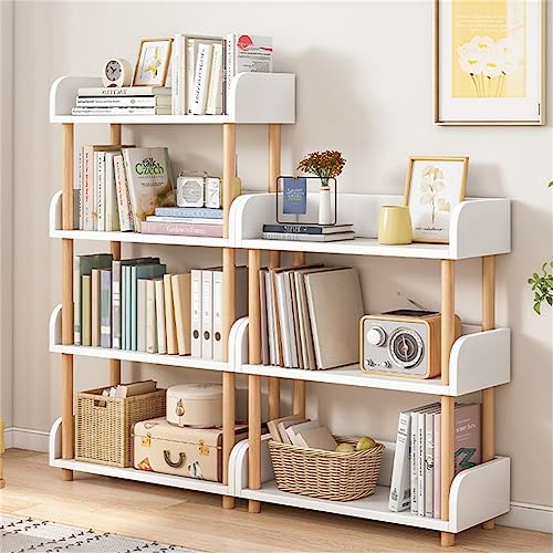 KWOKING Modern Style Etagere Bookshelf Wooden Open Back Bookcase Shelf Floor-to-Ceiling Living Room Multi-Layer Book Storage Rack Display Stand Bedroom Bookcase White 23.6" L x 9.4" W x 43.3" H