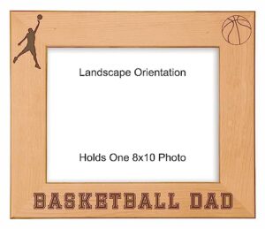 precisionnc engraving gift for dad basketball dad engraved wood picture frame (8x10 landscape)