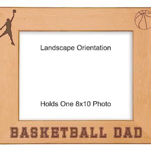 PrecisionNC Engraving Gift For Dad Basketball Dad Engraved Wood Picture Frame (8x10 Landscape)