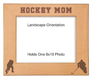 precisionnc engraving gift for mom hockey mom engraved wood picture frame (8x10 landscape)