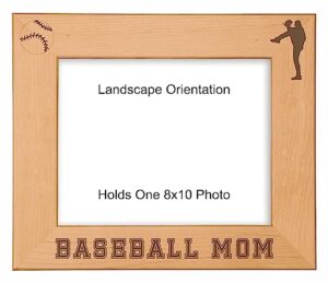 precisionnc engraving gift for mom baseball mom engraved wood picture frame (8x10 landscape)