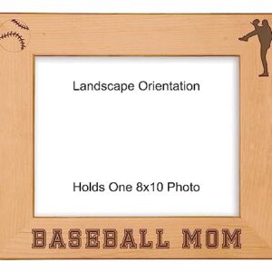 PrecisionNC Engraving Gift For Mom Baseball Mom Engraved Wood Picture Frame (8x10 Landscape)