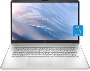 hp 17" hd+ touchscreen laptop, amd ryzen 3 5300u processor,16gb ram, 1tb pcie ssd, wi-fi 6, backlit keyboard, fingerprint reader, hdmi, webcam, bluetooth, windows 11, natural silver