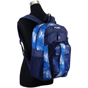 FUEL Backpack with Lunch Box Combo – 18” Two Compartment Water Resistant Durable Adjustable Straps with Side Water Bottle Pockets 2 in 1 Set - Light Blue Galaxy