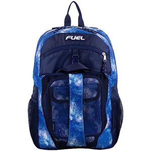 FUEL Backpack with Lunch Box Combo – 18” Two Compartment Water Resistant Durable Adjustable Straps with Side Water Bottle Pockets 2 in 1 Set - Light Blue Galaxy