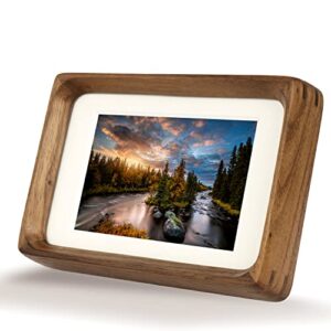 H-A Solid Natural Wood Picture Frames with Mat for Wall Rustic Tabletop Photo Frame,Vertical or Horizontal Display(Walnut,5x7 matted to 4x6)