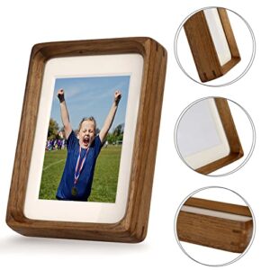 H-A Solid Natural Wood Picture Frames with Mat for Wall Rustic Tabletop Photo Frame,Vertical or Horizontal Display(Walnut,5x7 matted to 4x6)