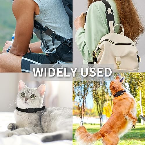 Airtag Dog Collar Holder Waterproof Airtag Case for Dog Collar,Pet GPS Tracker for Cats,Silicone Dog Tags Personalized for Anti-Lost (Black&White