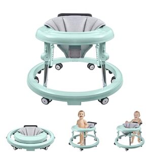 baby walker with wheels, activity center with mute wheels anti-rollover, 5-position height adjustable foldable baby walker for boys and girls from 6-18 months with footrest